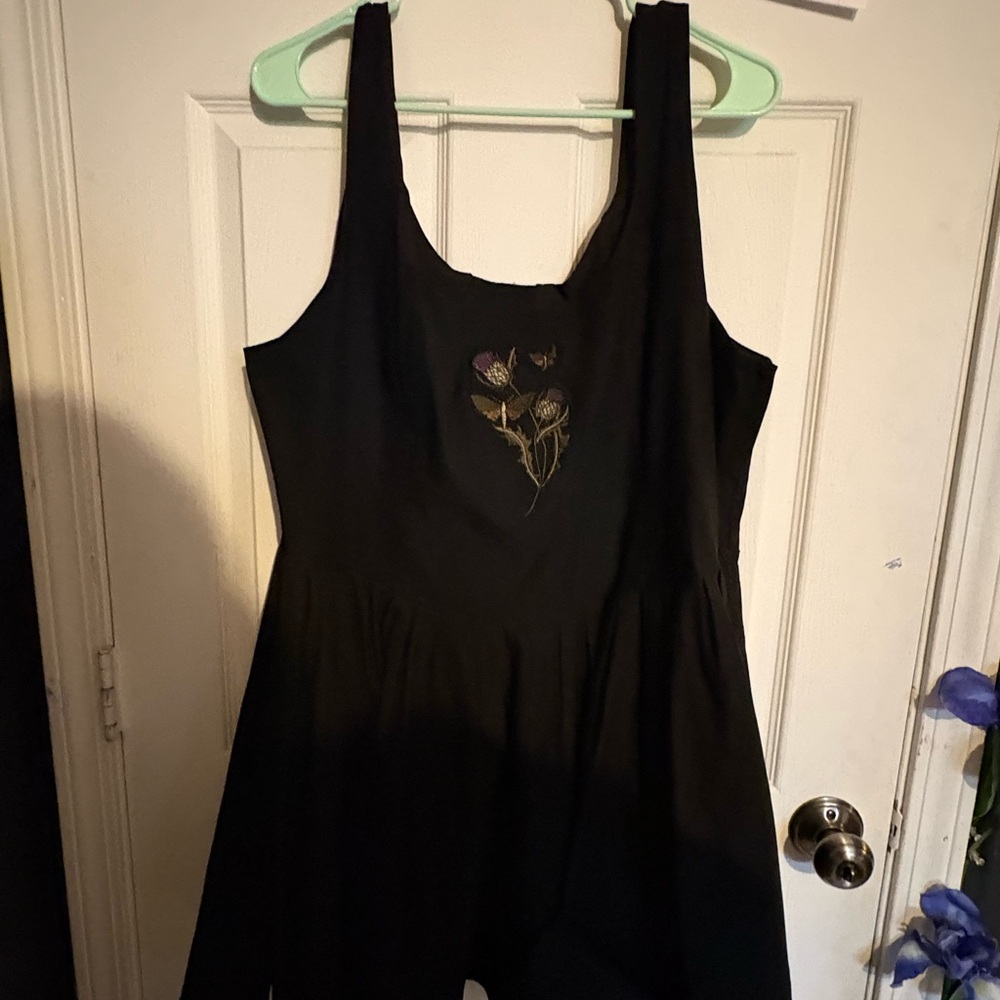 Disturbia Black Dress with Floral Embroidery